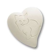 Katten urne Porselein hartje met witte kat