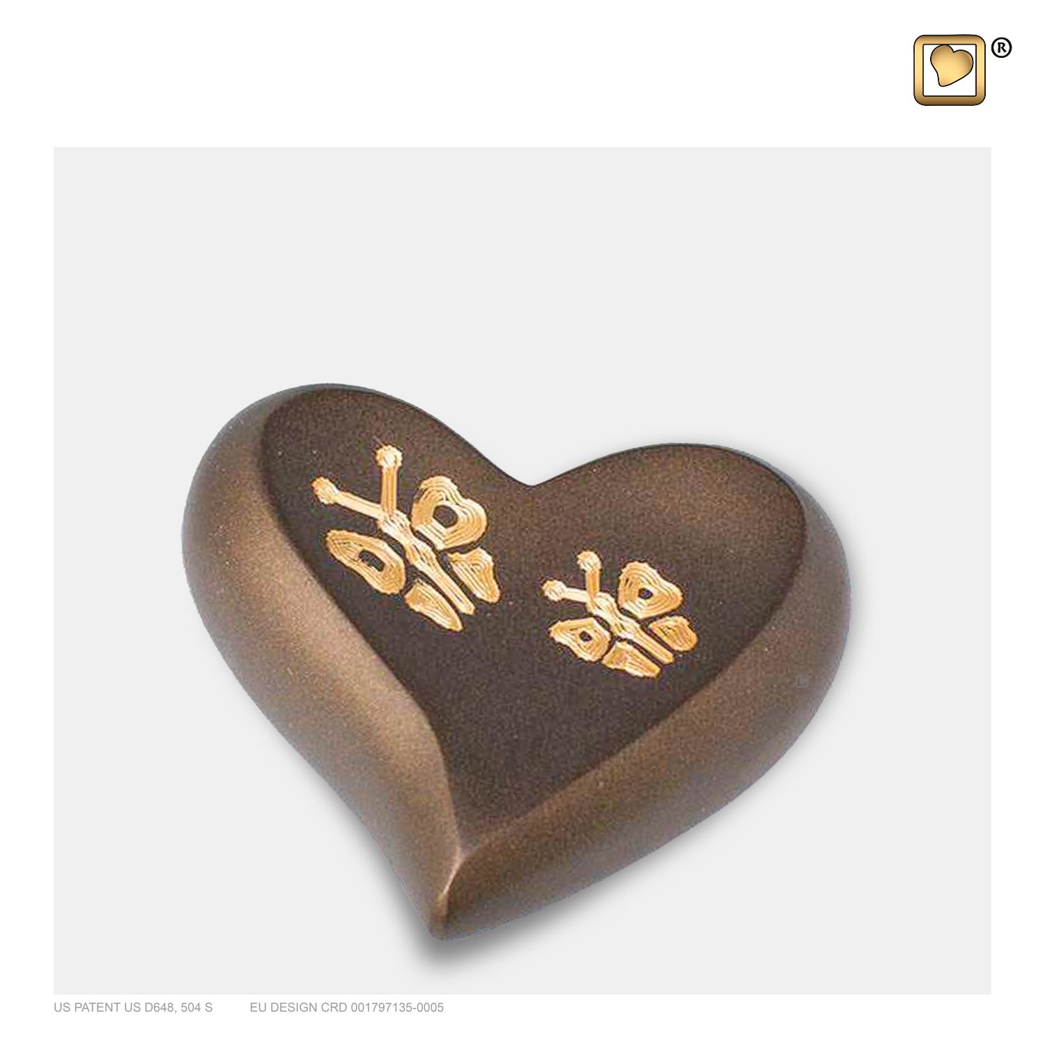 H543 Elegant™ Butterfly Heart Keepsake Urn Bronze & Bru Gold