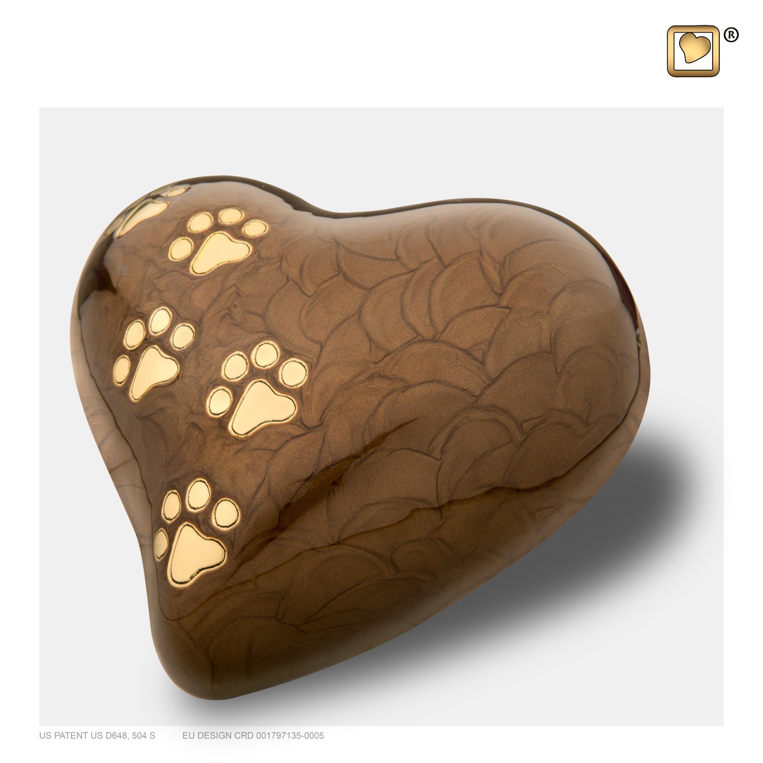 P639 Heart Pet Urn Pearl Bronze & Bru Gold